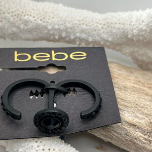 Bebe Black on Black Crystal Double Ring